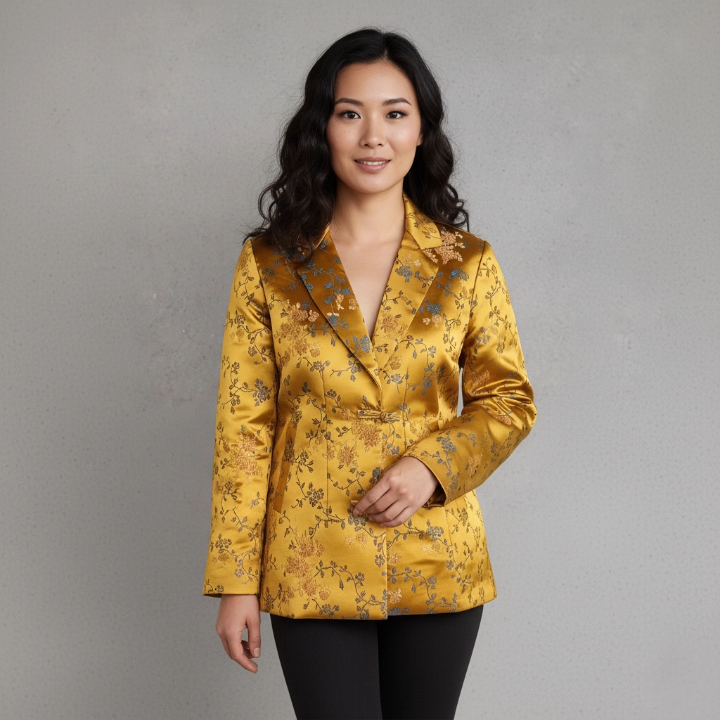 Lady in Mustard gold Kuchin coat