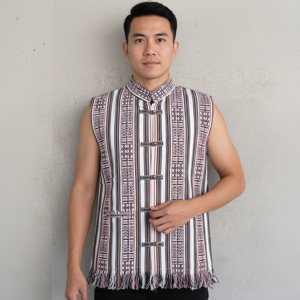 Man Wearing Lepcha sleeveless waistcoat