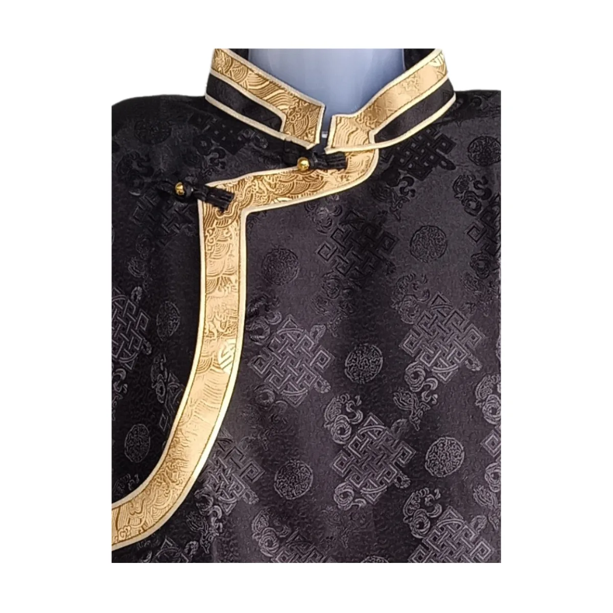 close up of Black jacquard men’s Khenja